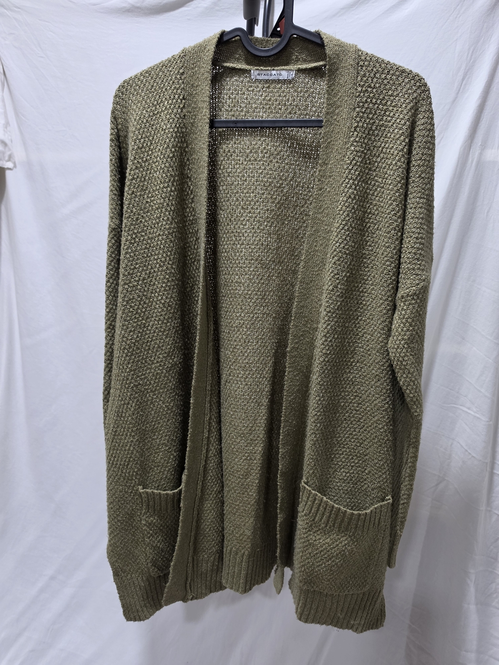 Staccato Olive Green Open-Front Knit Cardigan